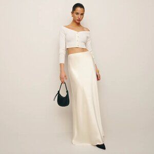 NWT - Reformation Bella Satin Skirt Ivory - Size XS